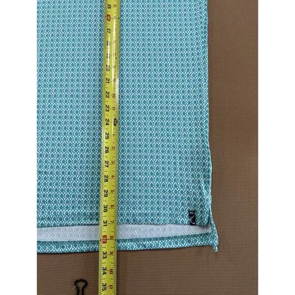 Kenneth Cole Golf Polo Shirt XL Teal Geometric Print Stretch Performance Mens - Picture 4 of 8